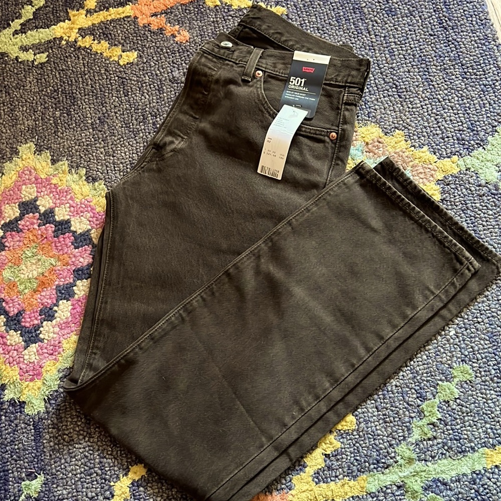 Levi’s 501 original 32x32 nwt never worn button fly dark brown almost grey wash